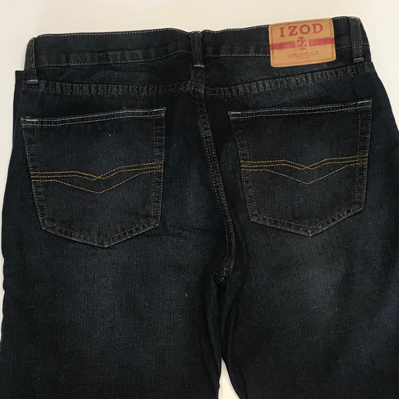 IZOD DENIM JEANS  34W 30L (#IZ23)  LIKE NEW - DARK DENIM - Picture 2 of 7